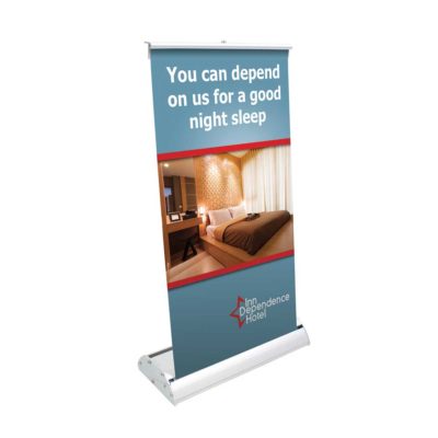 Deluxe Mini Retractor Banner Stand Front Angled