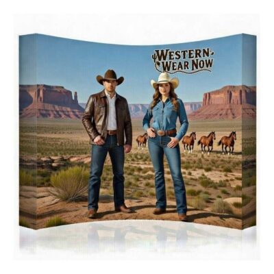 10' w x 7.5' h Curved Stretch Fabric Pop Up Display