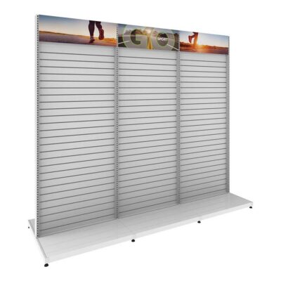 Double sided slatwall retail display wall system for store merchandising